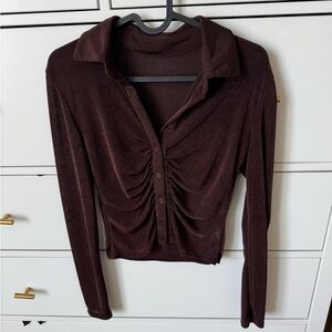 Amazon Dark Brown Button-Down Women's Shirt